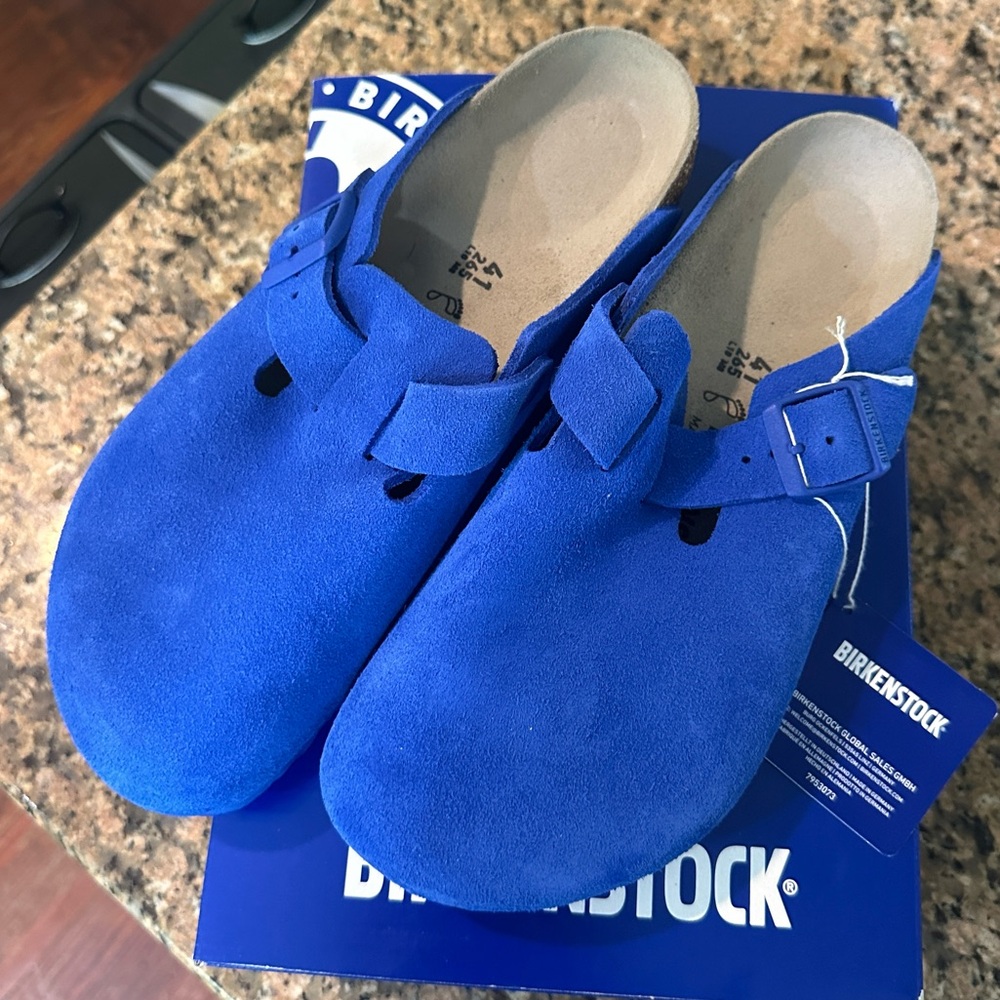 Birkenstock Boston Ultra Blue Suede Clog NWT NWB never worn L10 M8 EU 41